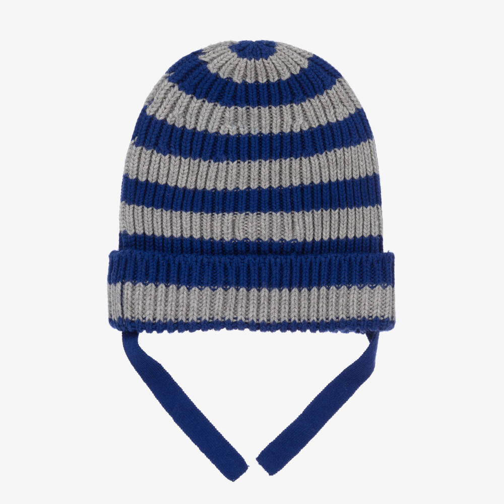 The Bonniemob-قبعة مزيج صوف محبوك مقلّم لون رمادي وأزرق | Childrensalon Outlet