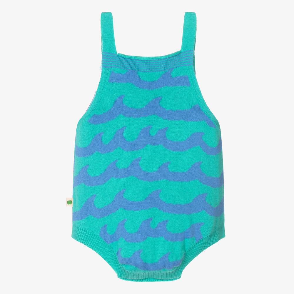 The Bonniemob-Baby Boys Blue Wave Cotton Knit Shortie | Childrensalon Outlet