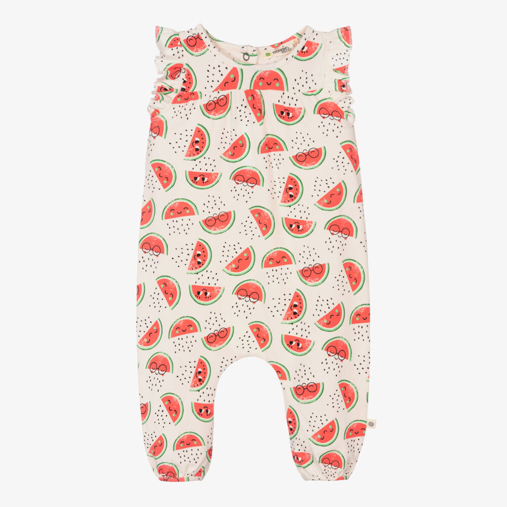 The Bonniemob-Baby Girls Cotton Watermelon Jumpsuit | Childrensalon Outlet