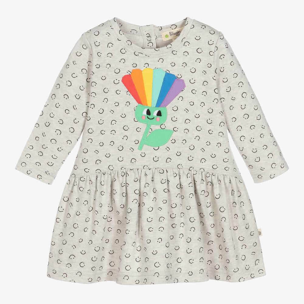 The Bonniemob-فستان قطن عضوي لون رمادي للمولودات | Childrensalon Outlet