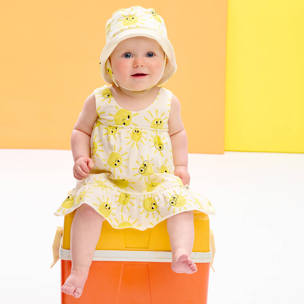 The Bonniemob-فستان قطن عضوي جيرسي لون عاجي للمولودات | Childrensalon Outlet