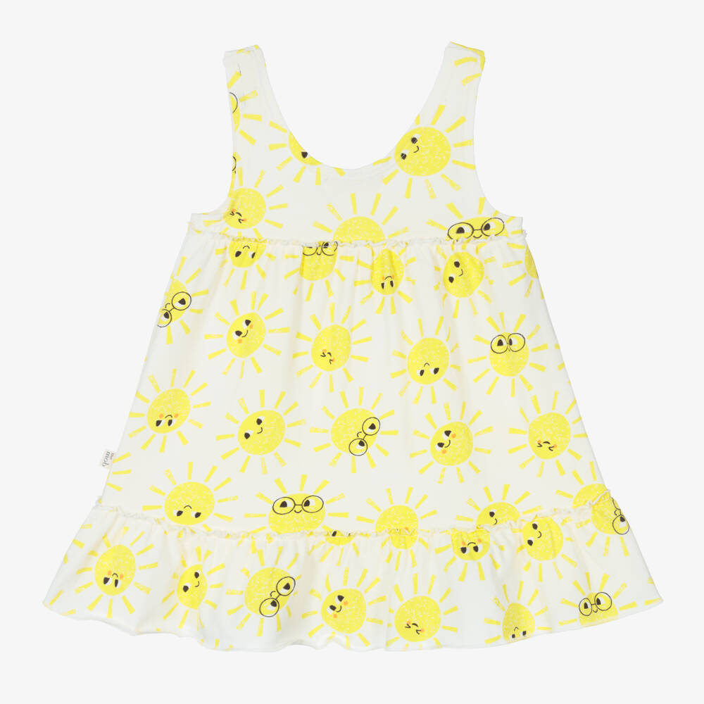 The Bonniemob-فستان قطن عضوي جيرسي لون عاجي للمولودات | Childrensalon Outlet