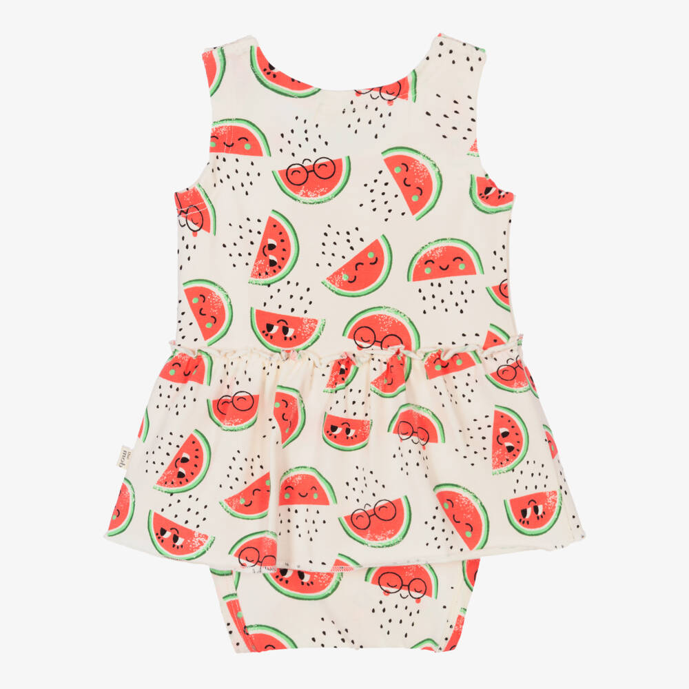 The Bonniemob-فستان قطن عضوي جيرسي لون عاجي للمولودات | Childrensalon Outlet