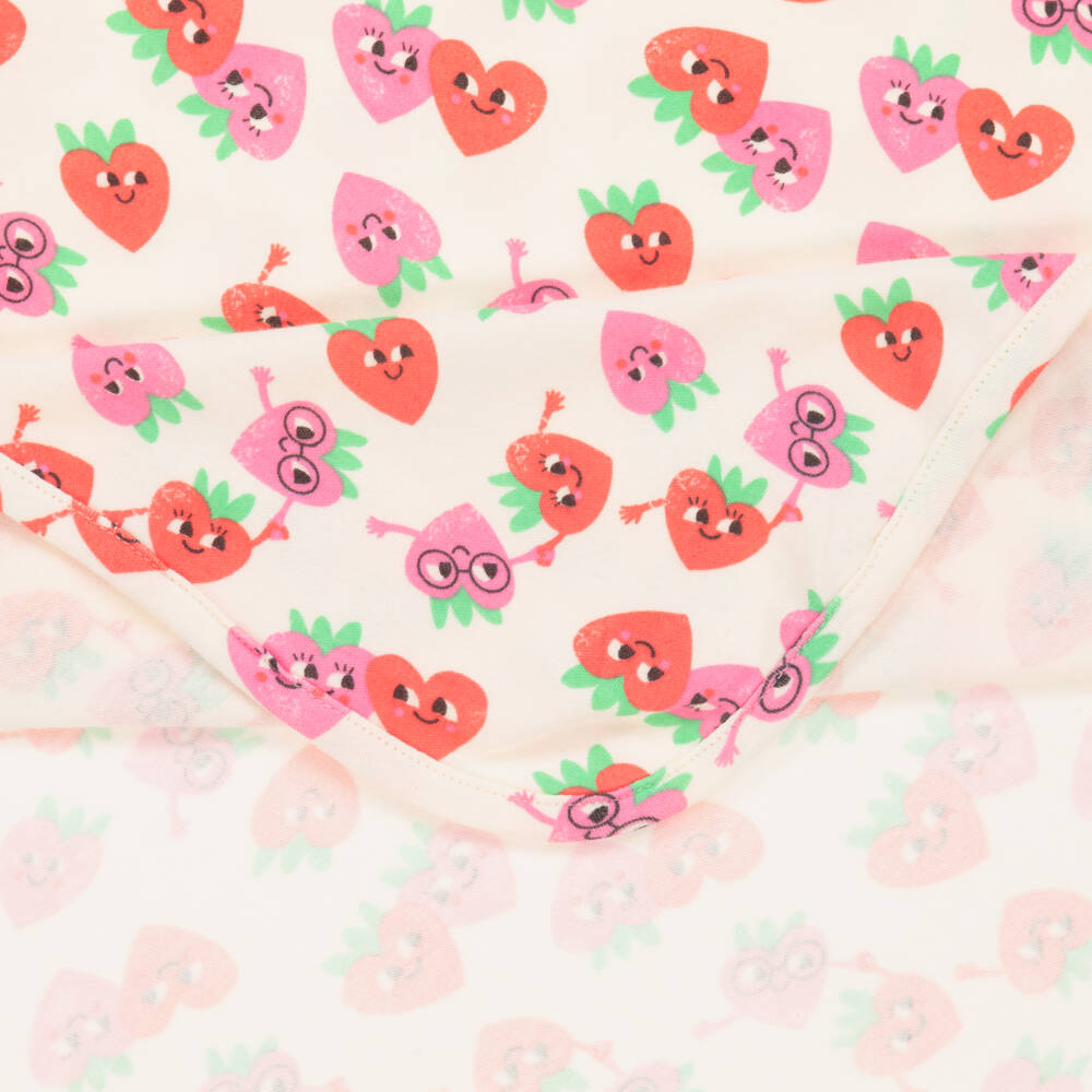 The Bonniemob-بطانية هودي قطن عضوي لون عاجي وزهري (100 سم) | Childrensalon Outlet