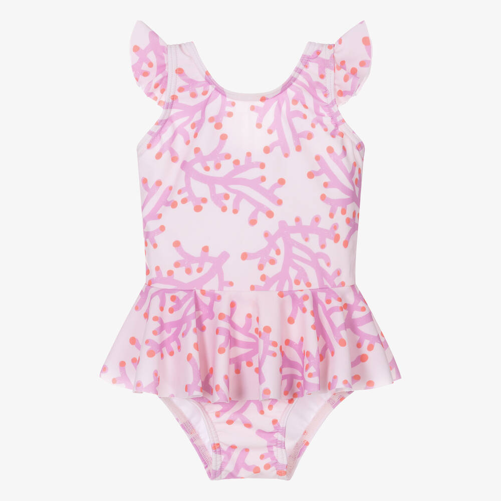 The Bonniemob-Baby Girls Pink Coral Swimsuit (UPF 50+) | Childrensalon Outlet