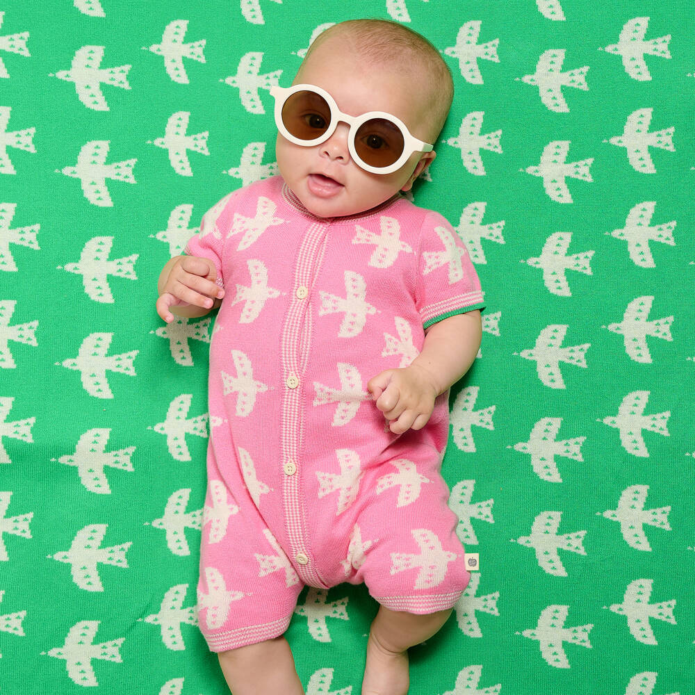The Bonniemob-Baby Girls Pink Cotton Doves Shortie | Childrensalon Outlet