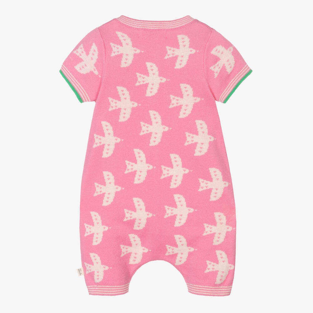 The Bonniemob-Baby Girls Pink Cotton Doves Shortie | Childrensalon Outlet