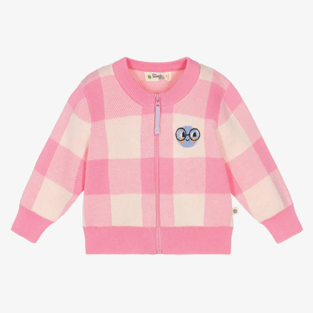 The Bonniemob-Baby Girls Pink Cotton Knit Cardigan | Childrensalon Outlet