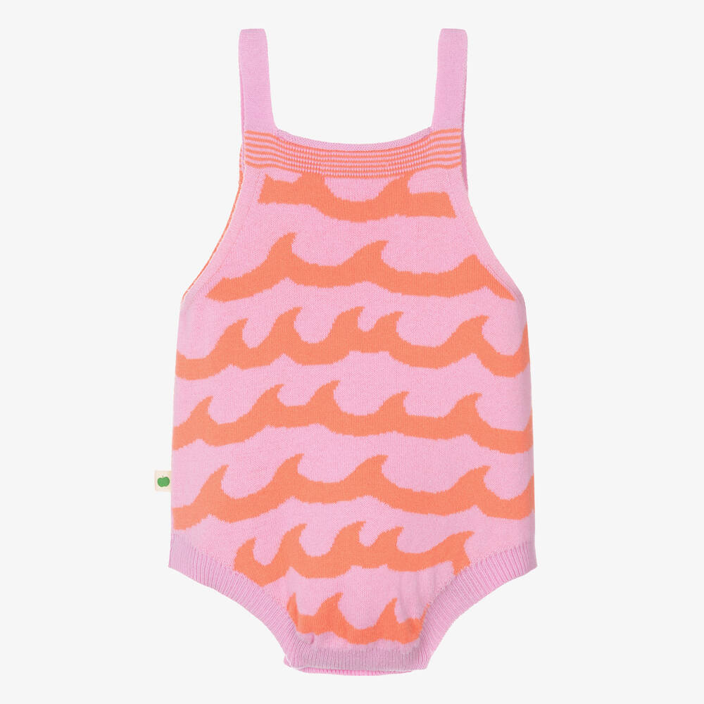The Bonniemob-Baby Girls Pink Wave Cotton Knit Shortie | Childrensalon Outlet
