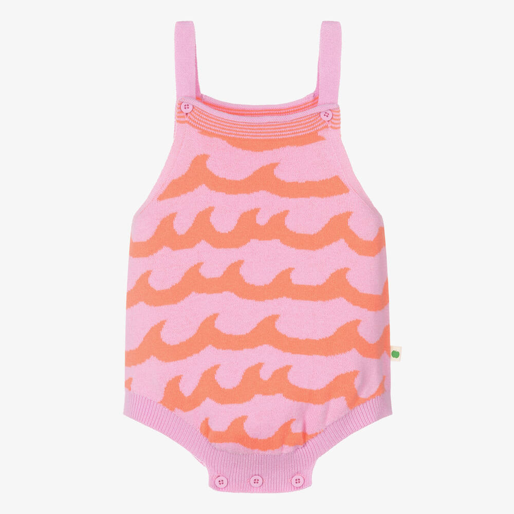 The Bonniemob-Baby Girls Pink Wave Cotton Knit Shortie | Childrensalon Outlet
