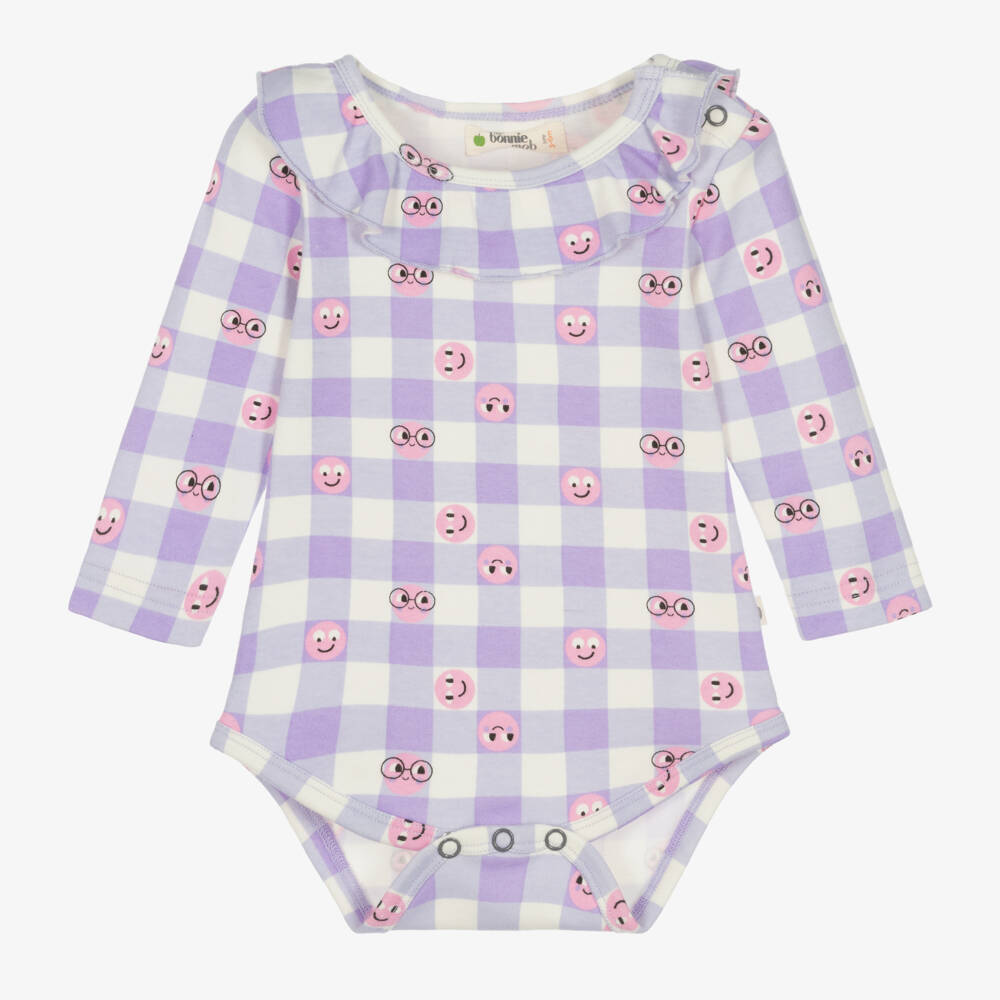 The Bonniemob-Фиолетовое хлопковое боди в клетку | Childrensalon Outlet