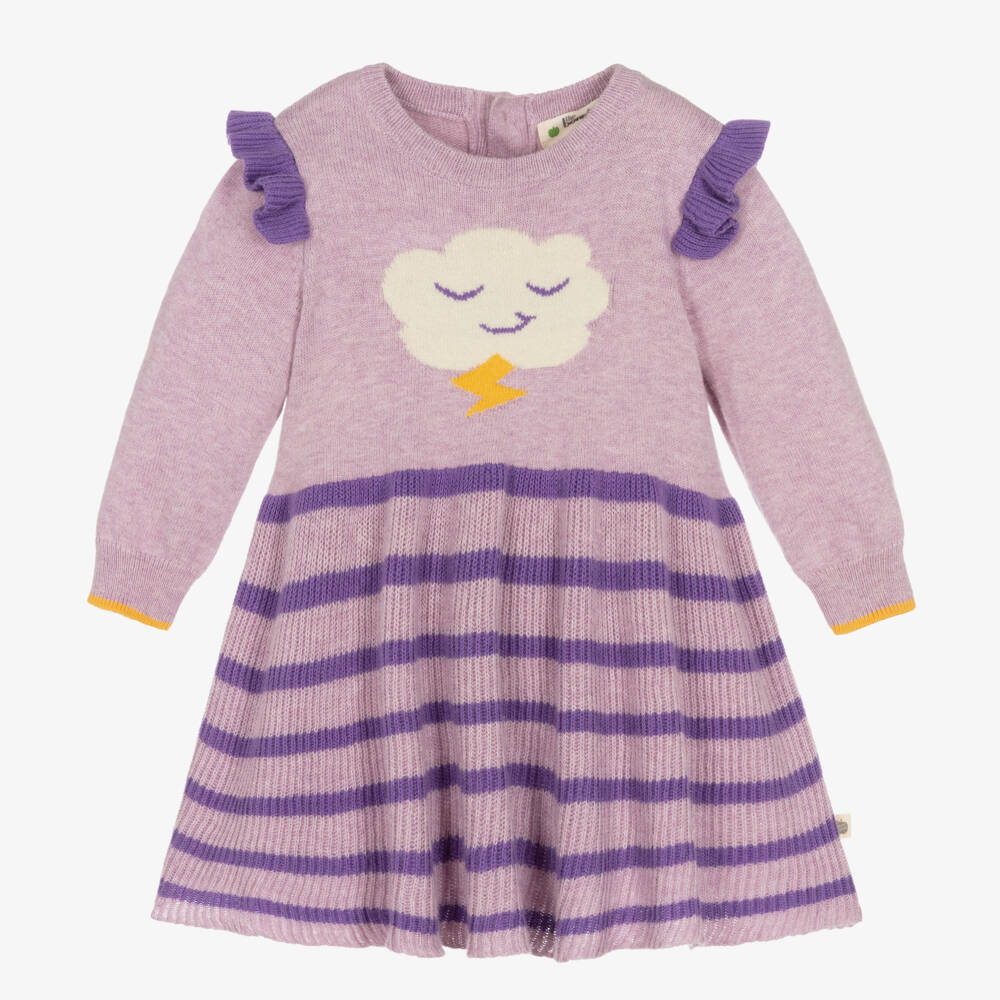 The Bonniemob-فستان قطن عضوي محبوك لون بنفسجي للمولودات | Childrensalon Outlet