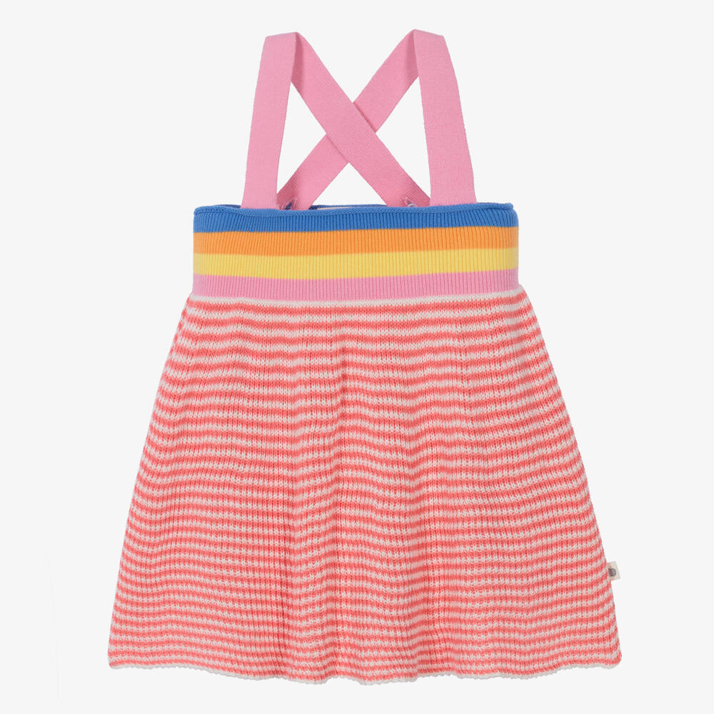 The Bonniemob-Baby Girls Red Cotton Striped Dress | Childrensalon Outlet