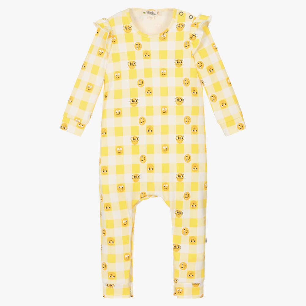 The Bonniemob-Baby Girls Yellow Organic Cotton Romper  | Childrensalon Outlet
