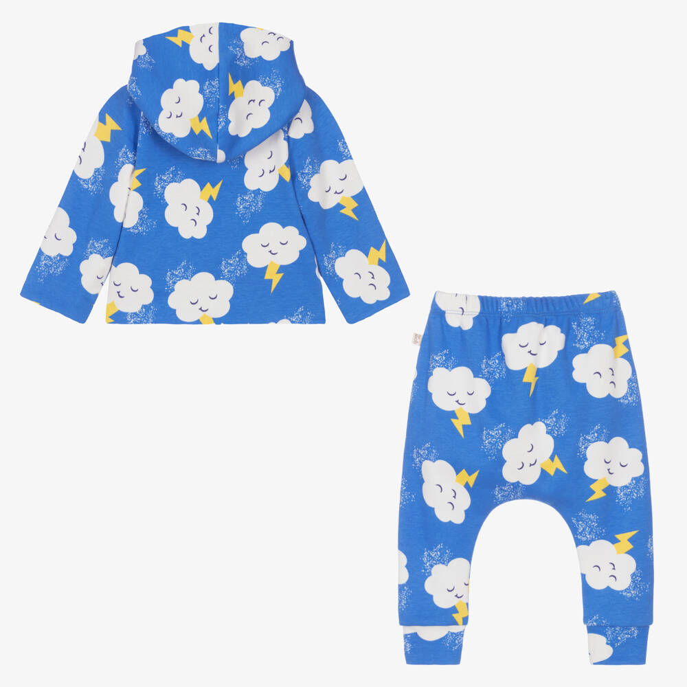 The Bonniemob-Blue Cloud Print Cotton Baby Tracksuit | Childrensalon Outlet