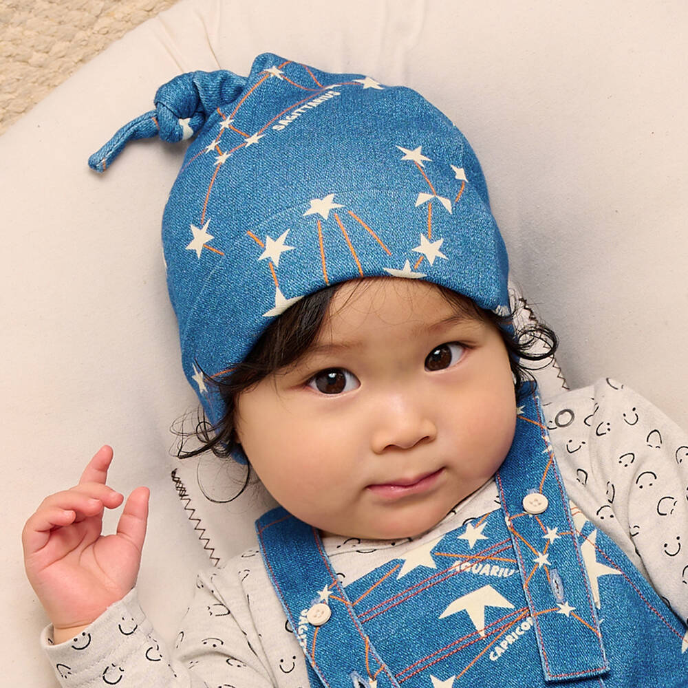 The Bonniemob-Blue Cotton Jersey Baby Hat | Childrensalon Outlet