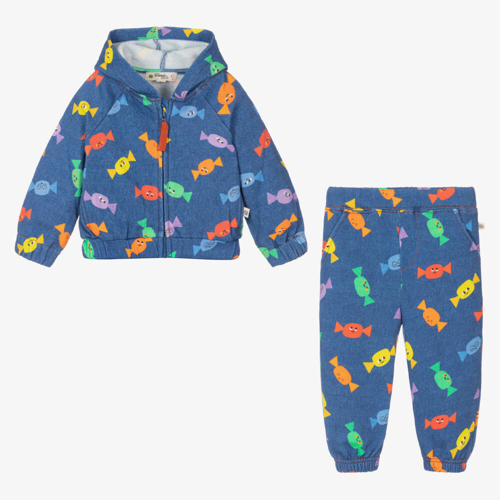 The Bonniemob-Blue Cotton Jersey Baby Tracksuit | Childrensalon Outlet