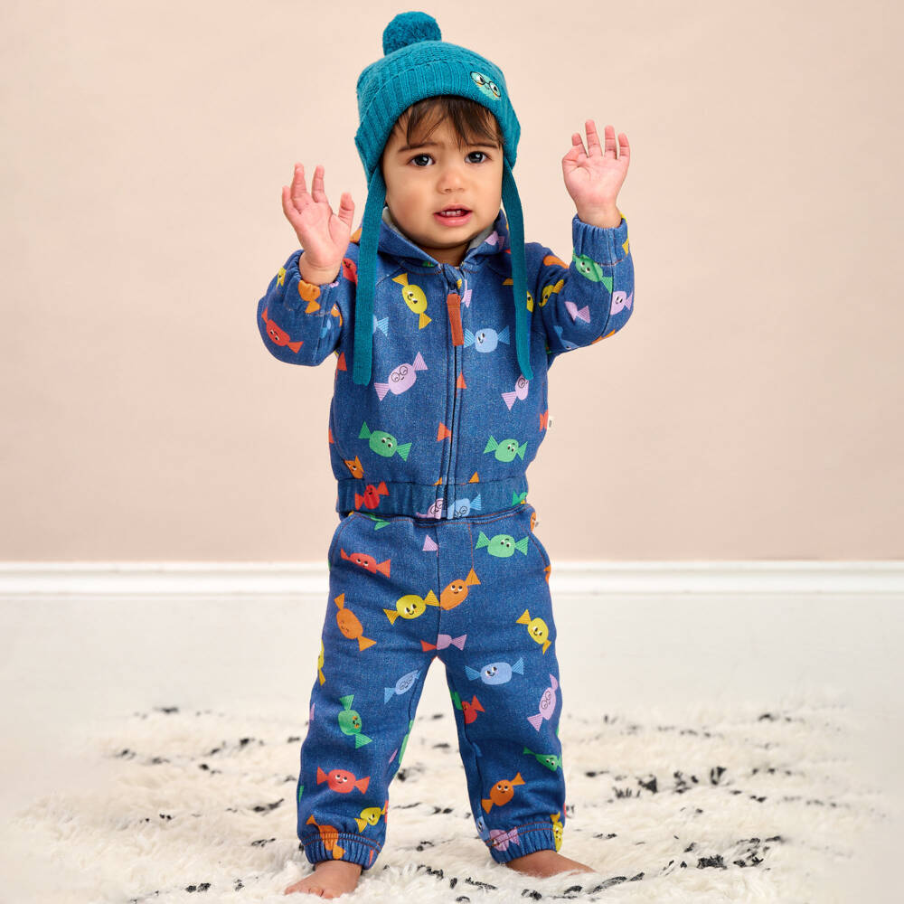 The Bonniemob-Blue Cotton Jersey Baby Tracksuit | Childrensalon Outlet