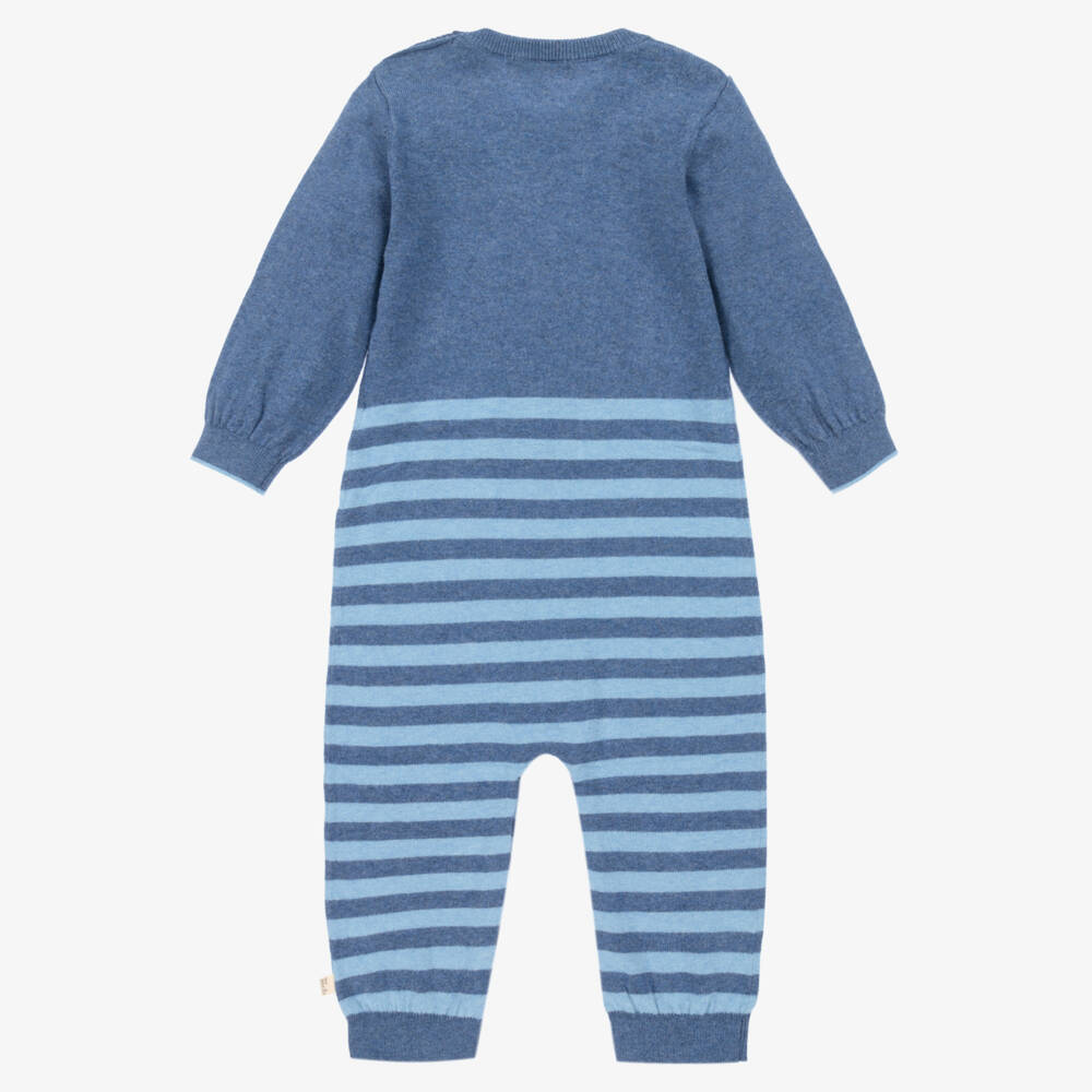 The Bonniemob-Blue Cotton Knit Romper | Childrensalon Outlet