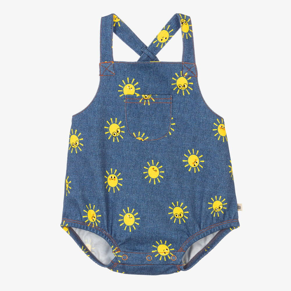 The Bonniemob-Синий хлопковый песочник с солнышками | Childrensalon Outlet