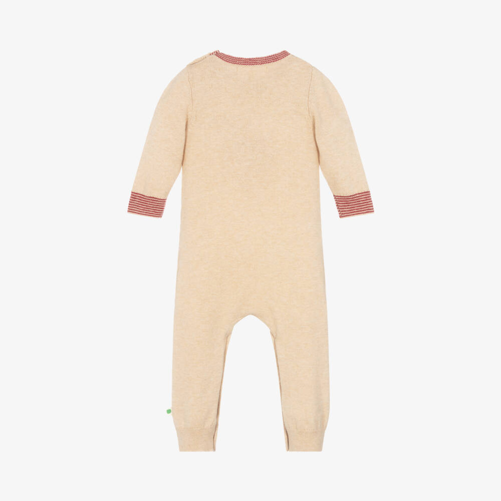The Bonniemob-Boys Beige Knitted Acorn Babygrow | Childrensalon Outlet