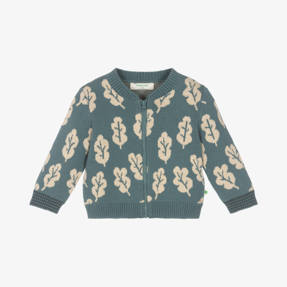 The Bonniemob-Boys Dark Green Leaf Cardigan | Childrensalon Outlet