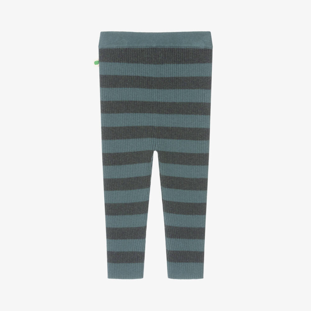 The Bonniemob-Boys Dark Green Striped Knit Leggings | Childrensalon Outlet