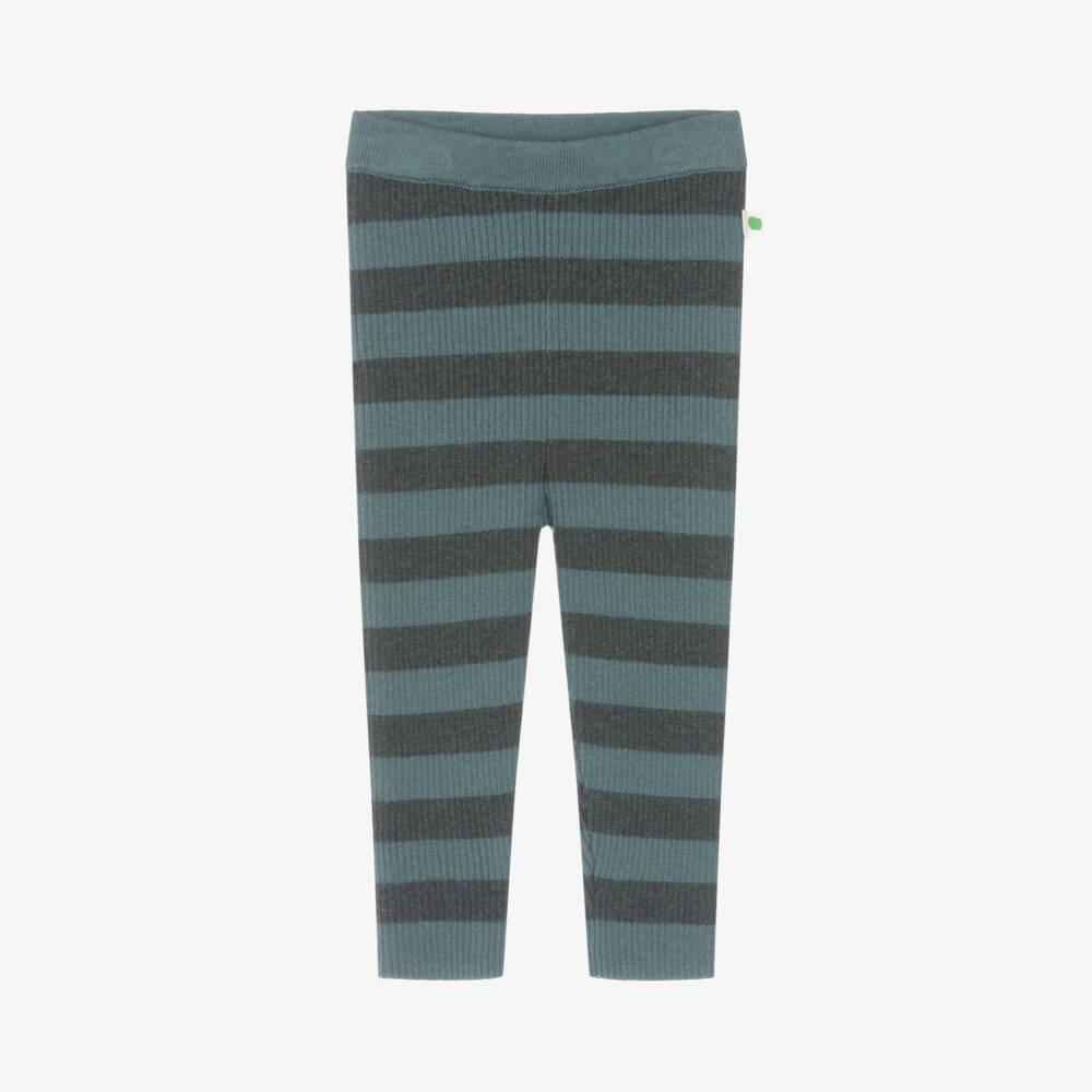 The Bonniemob-Boys Dark Green Striped Knit Leggings | Childrensalon Outlet