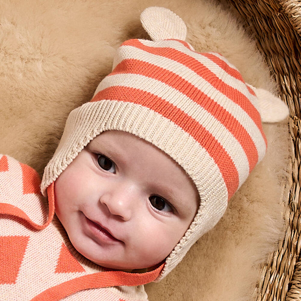 The Bonniemob-Boys Orange Striped Cotton Hat | Childrensalon Outlet