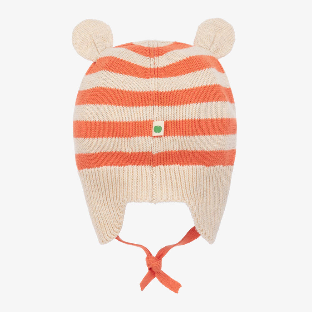 The Bonniemob-Boys Orange Striped Cotton Hat | Childrensalon Outlet