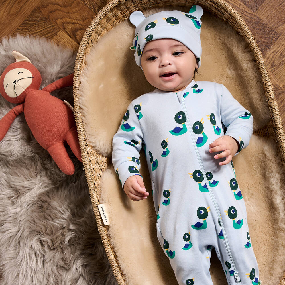 The Bonniemob-Boys Organic Cotton Duck Sleepsuit | Childrensalon Outlet