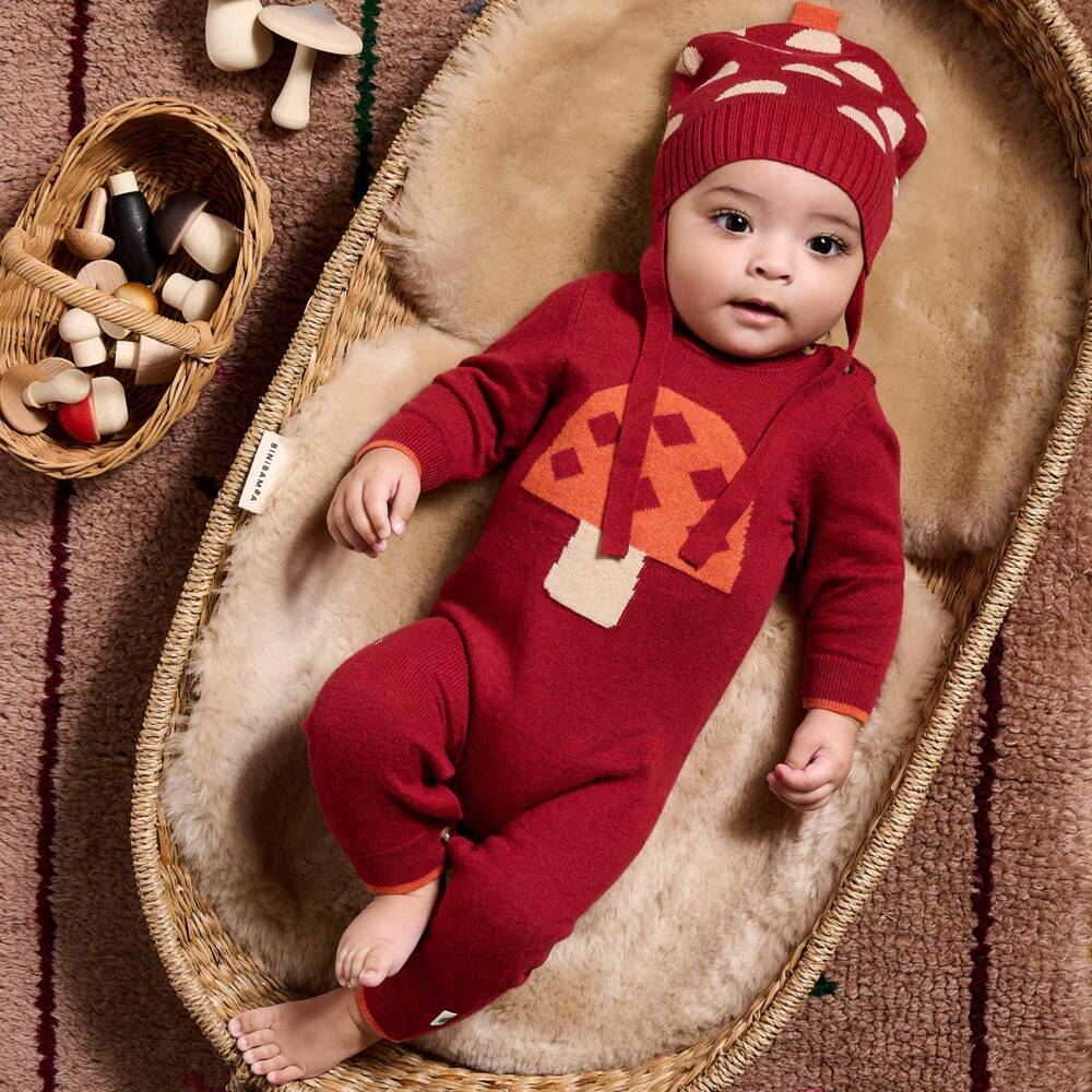 The Bonniemob-Boys Red Knit Babygrow | Childrensalon Outlet