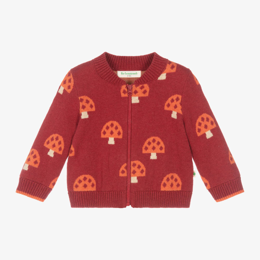The Bonniemob-Boys Red Mushroom Knit Cardigan | Childrensalon Outlet