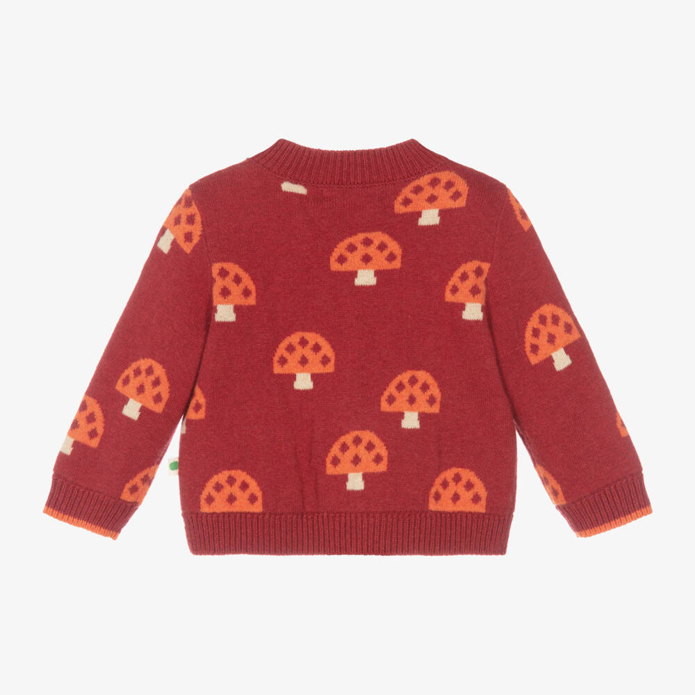 The Bonniemob-Boys Red Mushroom Knit Cardigan | Childrensalon Outlet