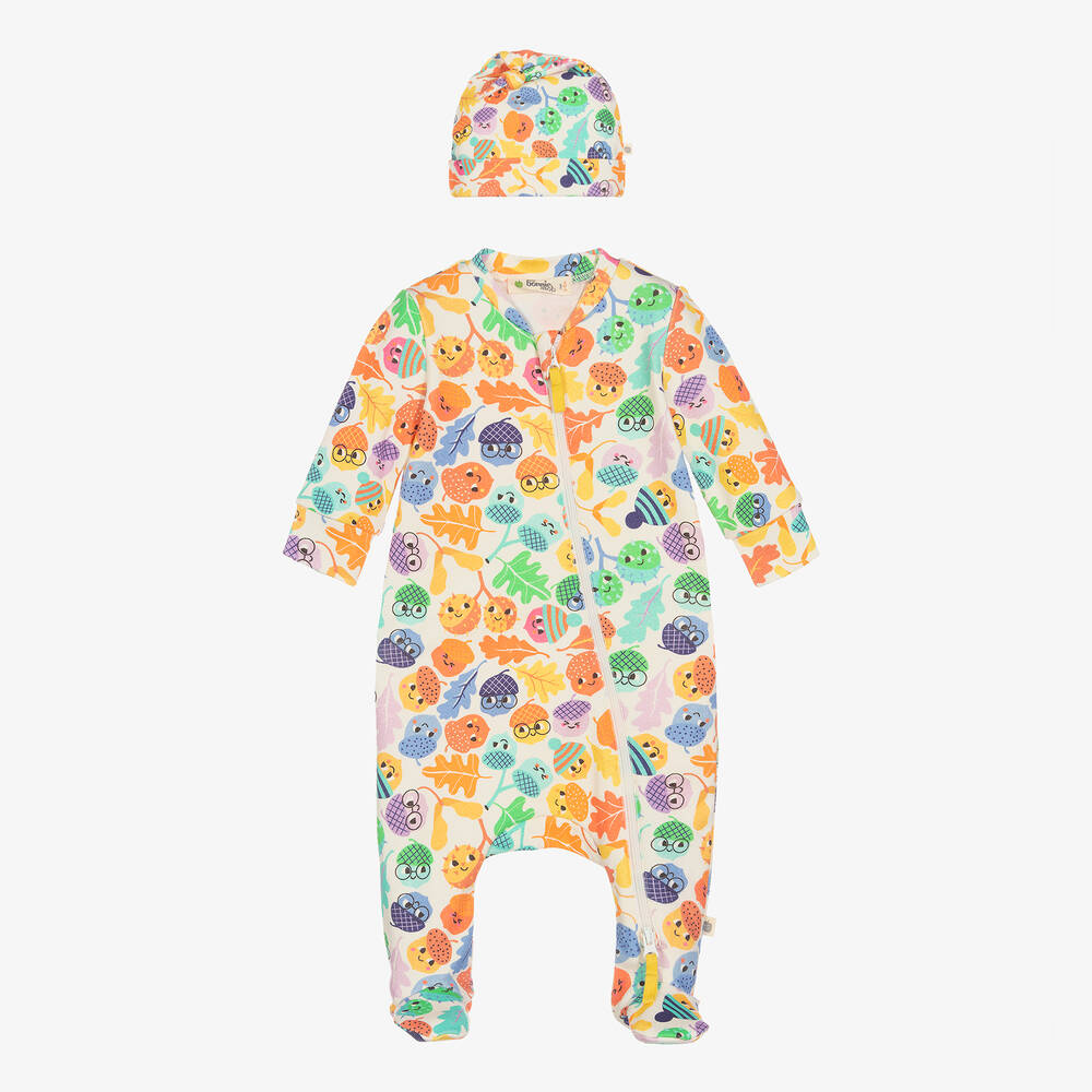 The Bonniemob-طقم بيبي غرو وقبعة قطن عضوي لون عاجي للأطفال | Childrensalon Outlet