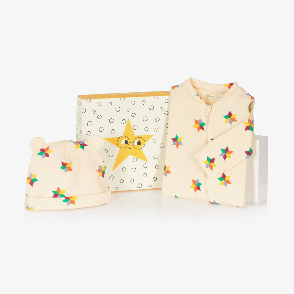 The Bonniemob-Girls Ivory Organic Babygrow Set | Childrensalon Outlet