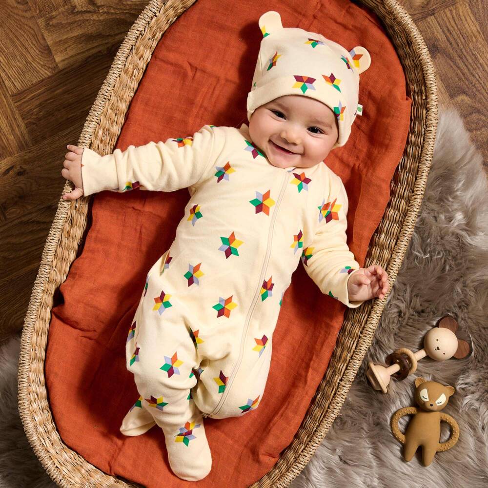 The Bonniemob-Girls Ivory Organic Babygrow Set | Childrensalon Outlet