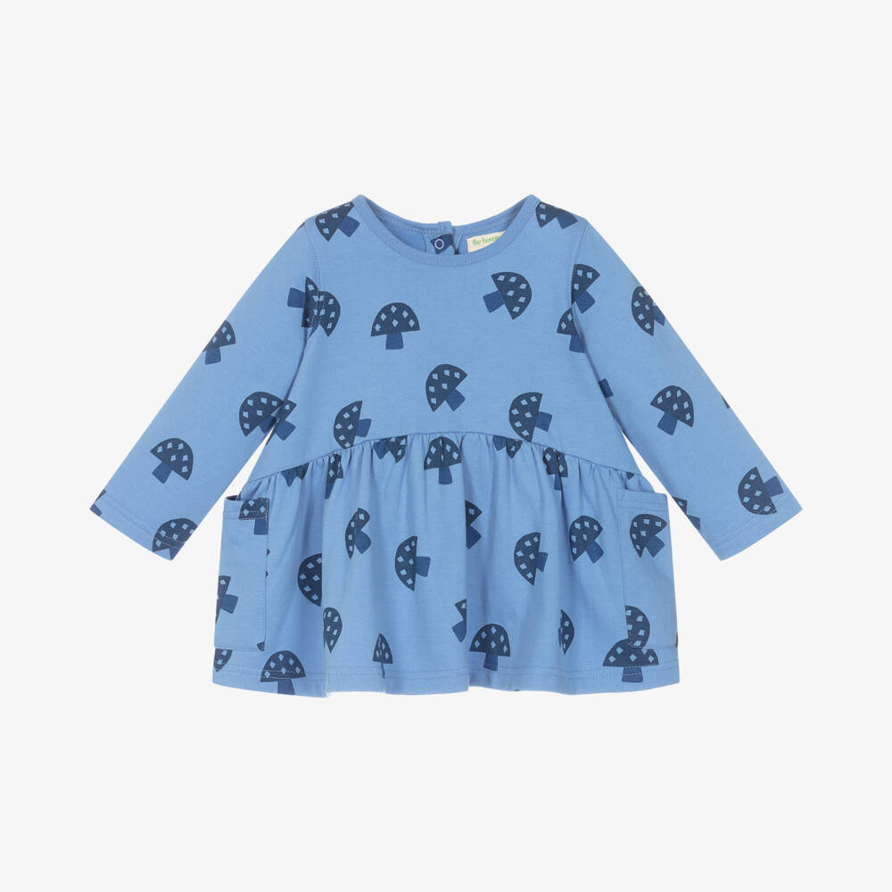 The Bonniemob-Girls Organic Cotton Blue Dress | Childrensalon Outlet