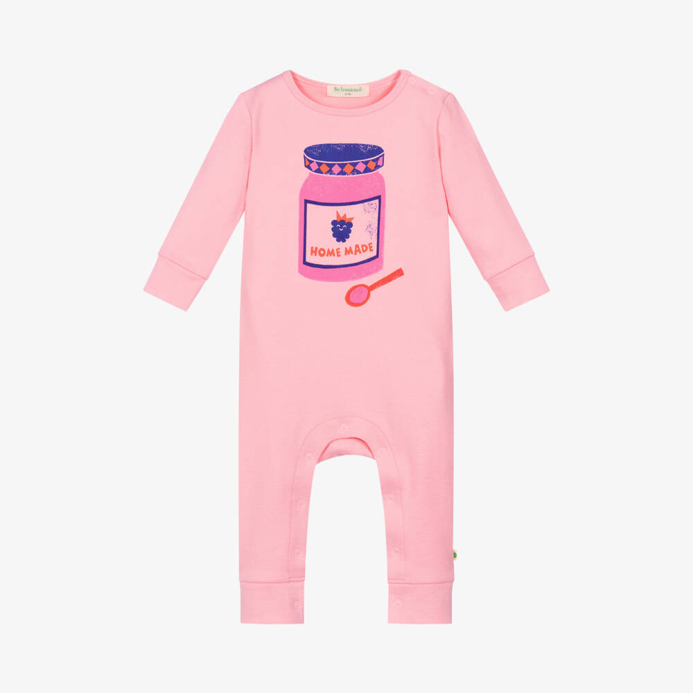 The Bonniemob-أفرول رومبر قطن عضوي لون زهري للمولودات | Childrensalon Outlet