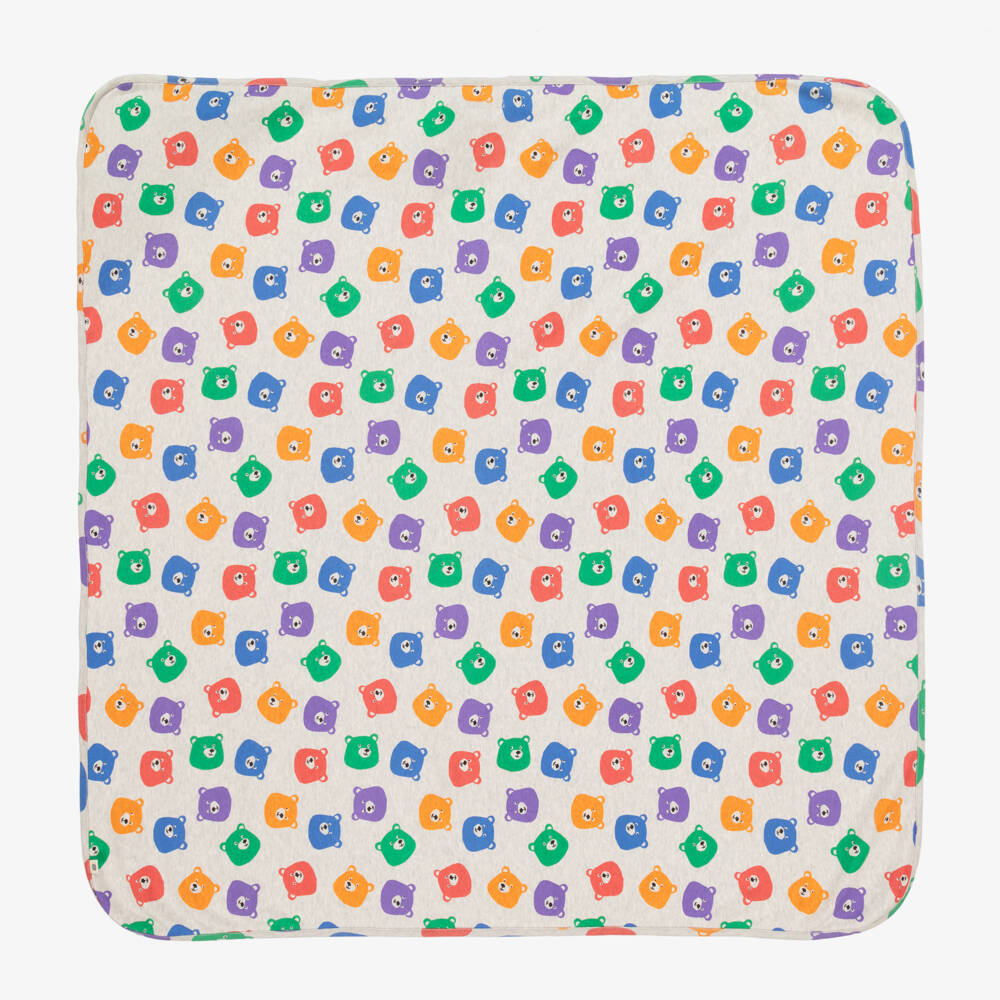The Bonniemob-Grey Bear Print Hooded Blanket (96cm) | Childrensalon Outlet