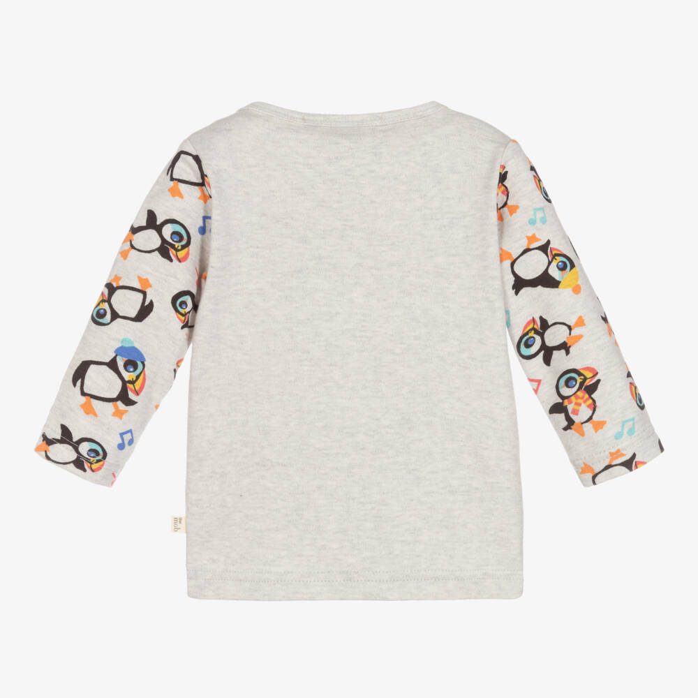 The Bonniemob-Grey Cotton Baby Top | Childrensalon Outlet