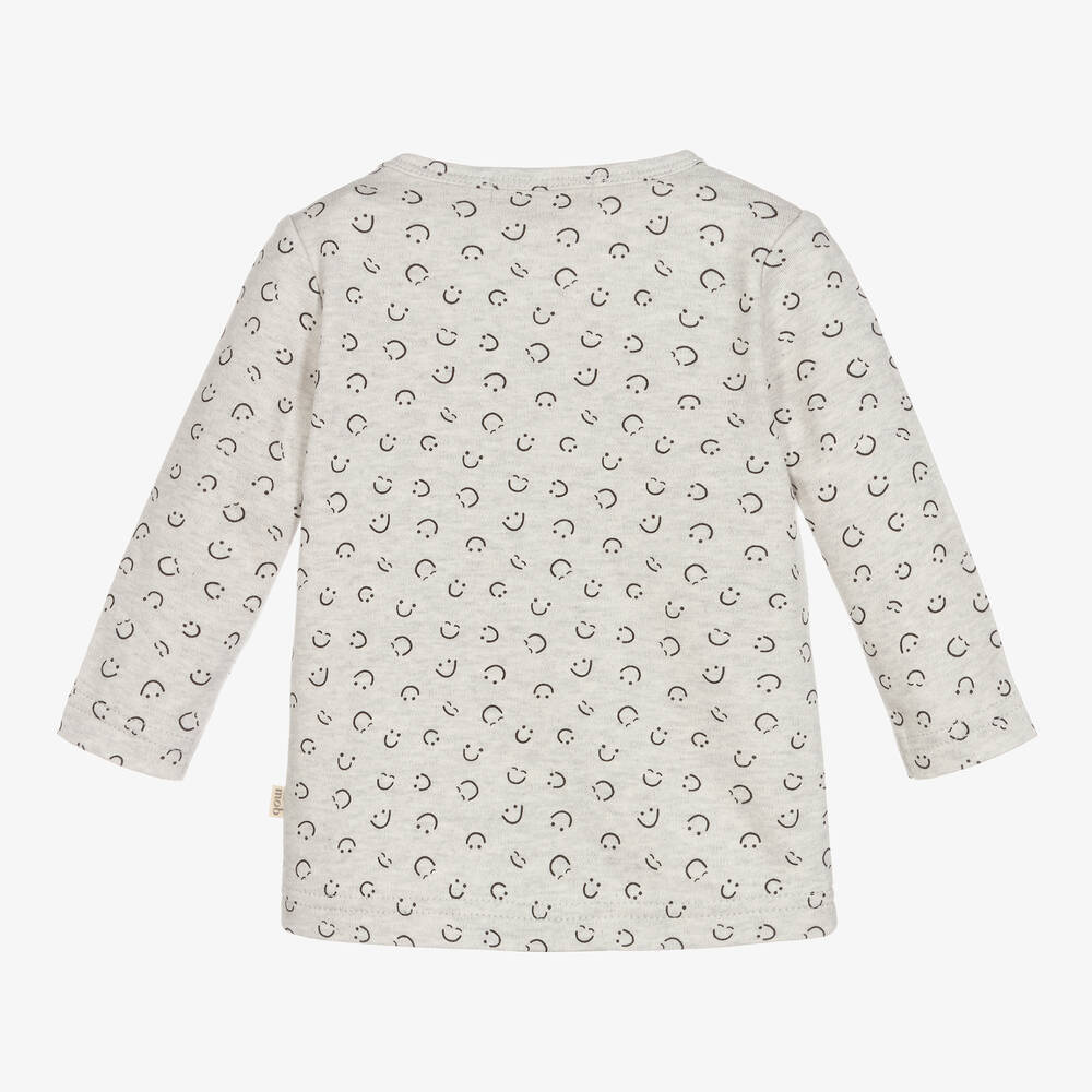 The Bonniemob-Grey Cotton Baby Top | Childrensalon Outlet