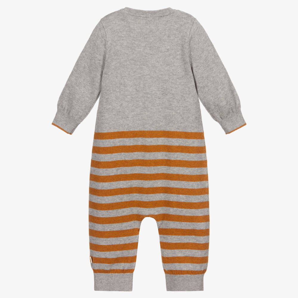 The Bonniemob-Grey Cotton Knit Romper | Childrensalon Outlet