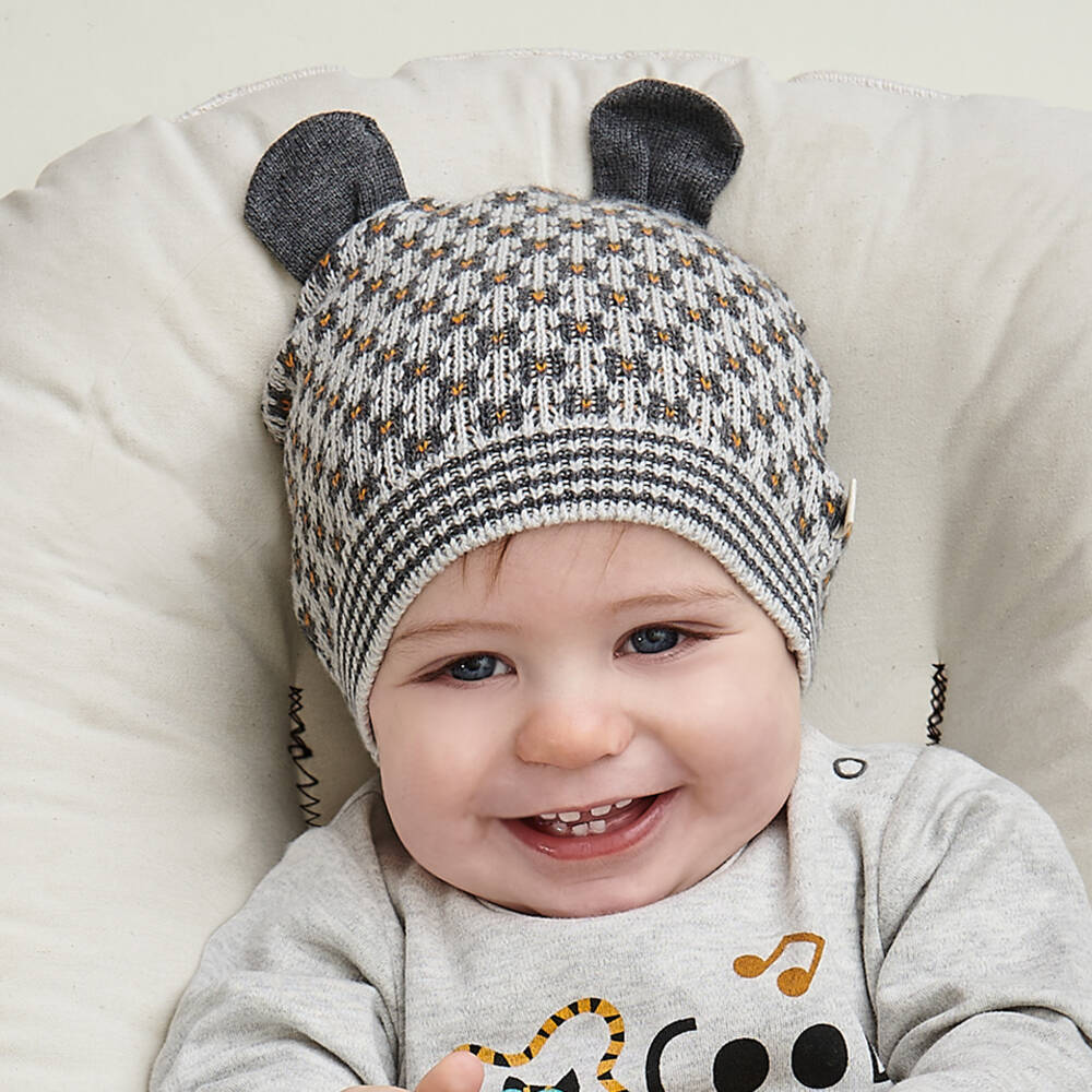 The Bonniemob-قبعة قطن عضوي وكشمير محبوك لون رمادي للأطفال | Childrensalon Outlet