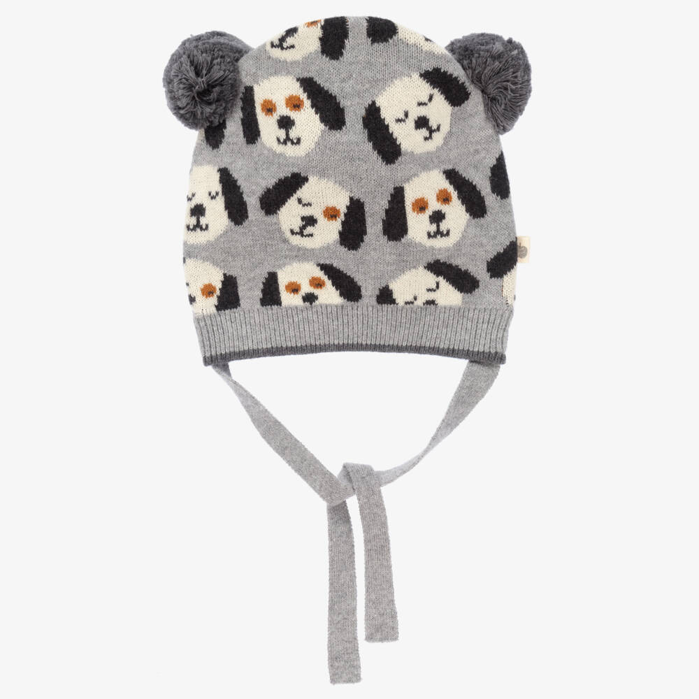 The Bonniemob-Grey Knitted Pom-Pom Hat | Childrensalon Outlet