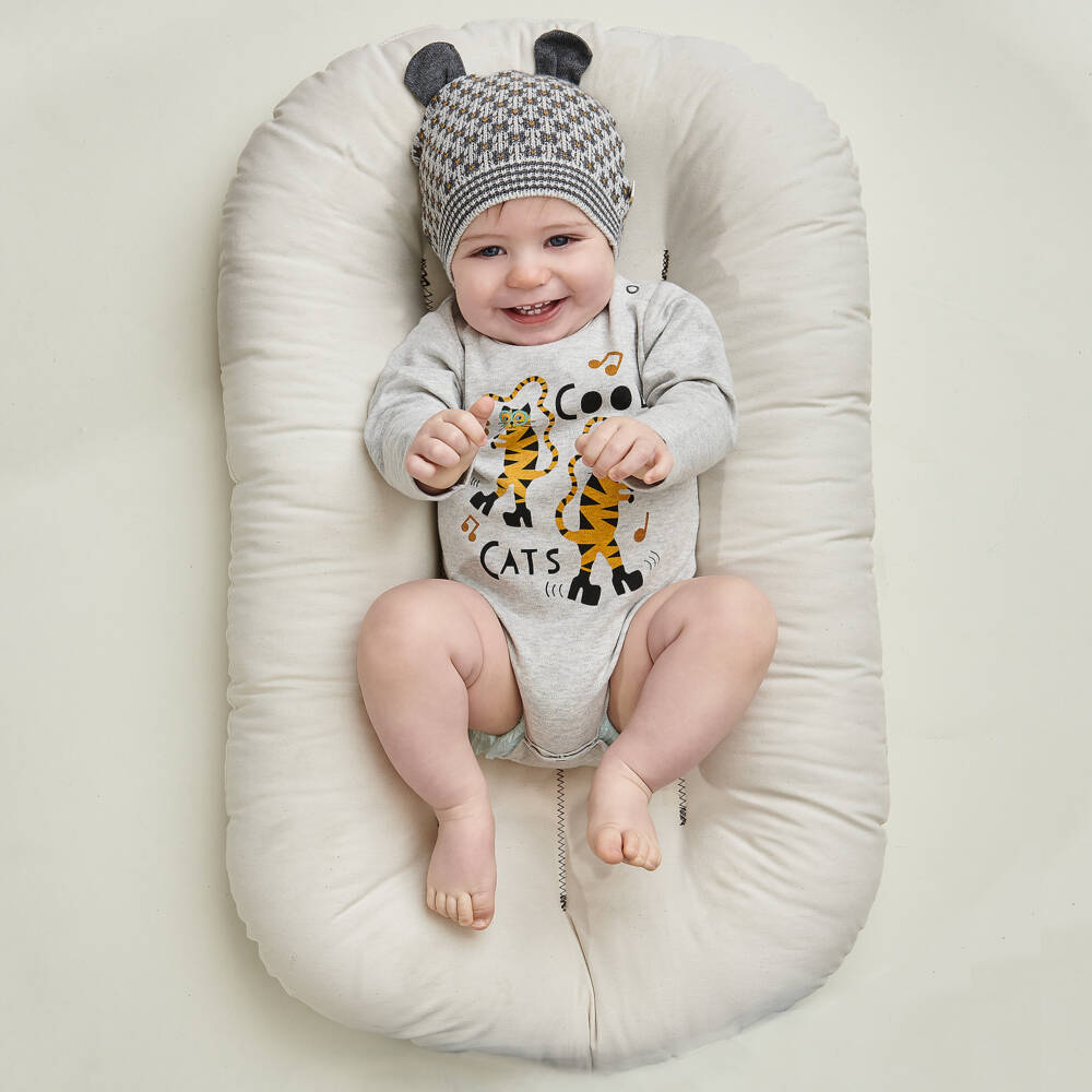 The Bonniemob-أوفرول بادي قطن عضوي لون رمادي للأطفال | Childrensalon Outlet