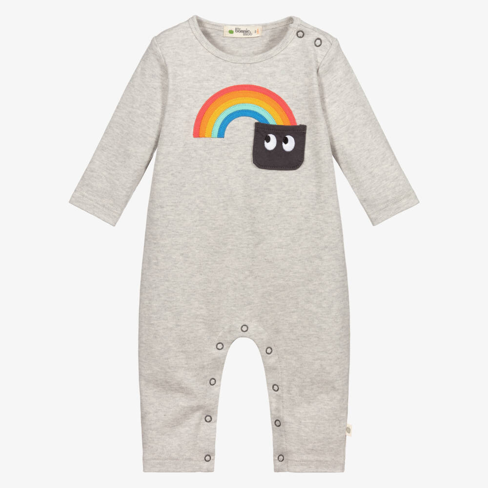 The Bonniemob-Grey Organic Cotton Romper | Childrensalon Outlet