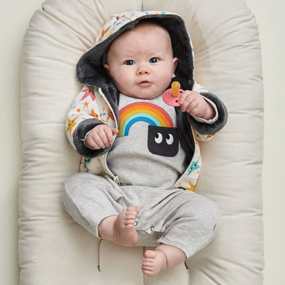 The Bonniemob-Grey Organic Cotton Romper | Childrensalon Outlet