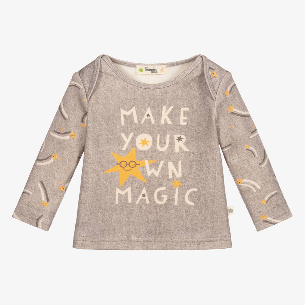 The Bonniemob-Grey Organic Cotton Top | Childrensalon Outlet