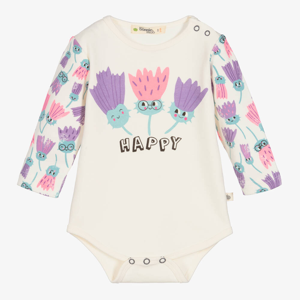 The Bonniemob-أوفرول بادي قطن عضوي لون عاجي للمولودات | Childrensalon Outlet